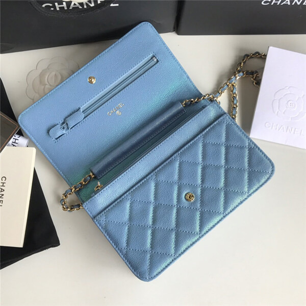 シャネル ミニマトラッセ 2020 コピー マトラッセチェーンウォレット A33814 ブルー